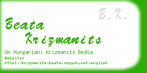 beata krizmanits business card