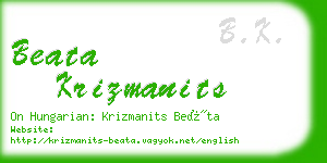 beata krizmanits business card